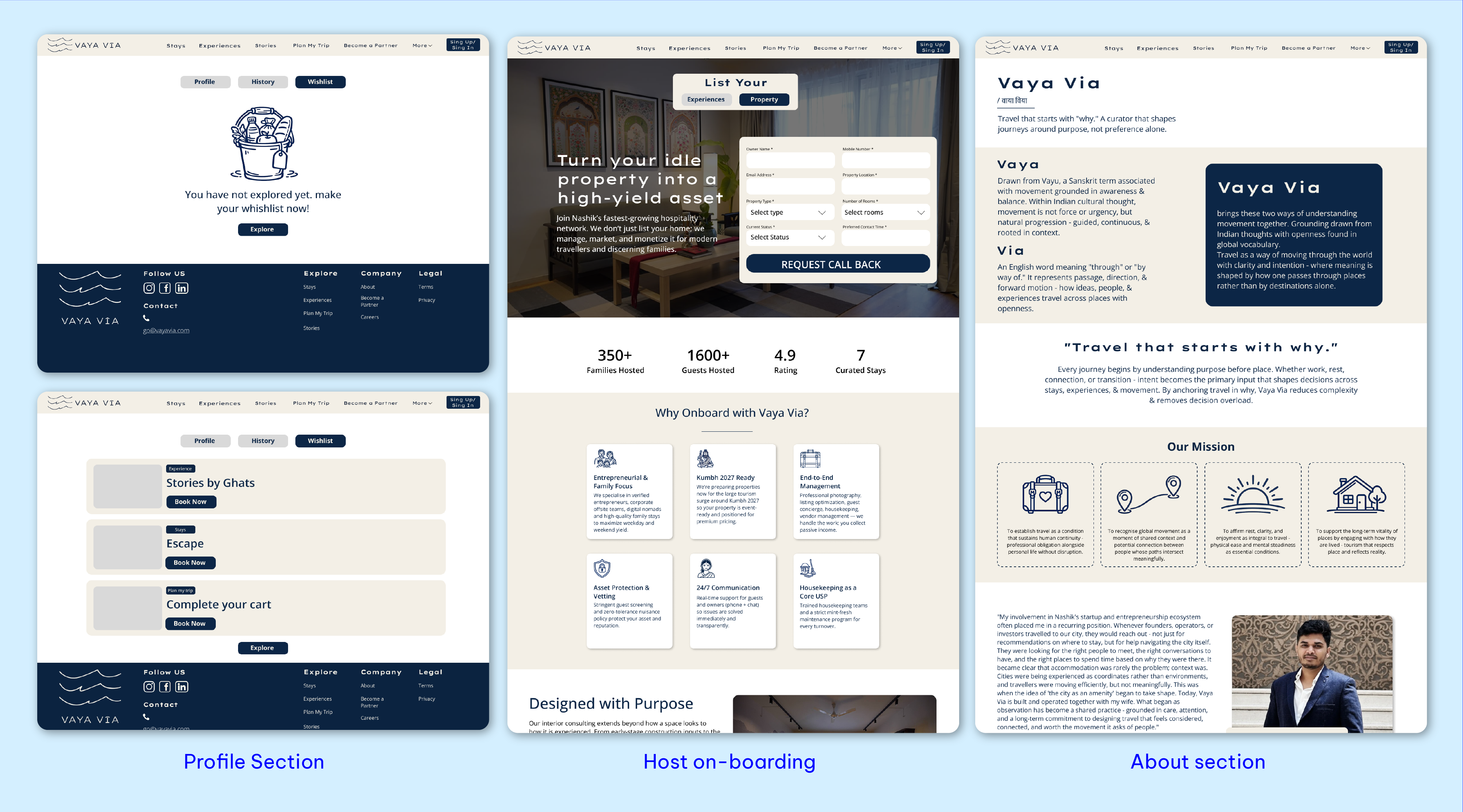 Host onboarding and about section